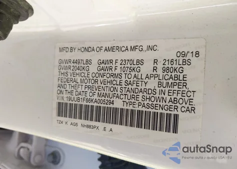 2019 Acura Tlx Tech A-Spec Pkgs z USA, uszkodzony, nr VIN 19UUB1F66KA005294